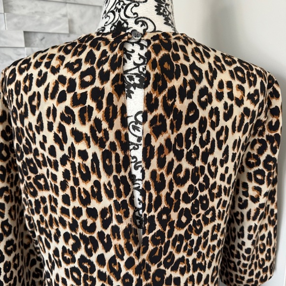 Equipment 100% Silk Aubrey Leopard Print Shift Dress Keyhole Back Pockets XS - Picture 4 of 6